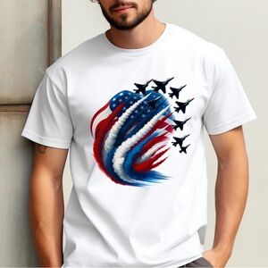 Graphic Custom Unisex "Red, White & Blue Aircraft" T-SHIRT